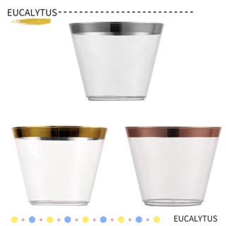 EUTUS ถ้วยพลาสติกใส สีโรสโกลด์ สําหรับใส่ไวน์ ปาร์ตี้วันเกิด 10/20/30 ชิ้น