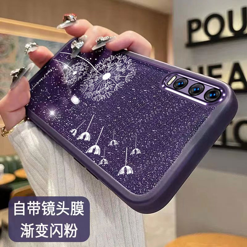 เคส OPPO Reno 5 OPPO Reno 6 5G ใหม่ ดอกแดนดิไลอ้อน แวววาว กระดาษ ค่อยๆเปลี่ยนสี TPU เคสนิ่ม ฟิล์มป้องกันกล้อง