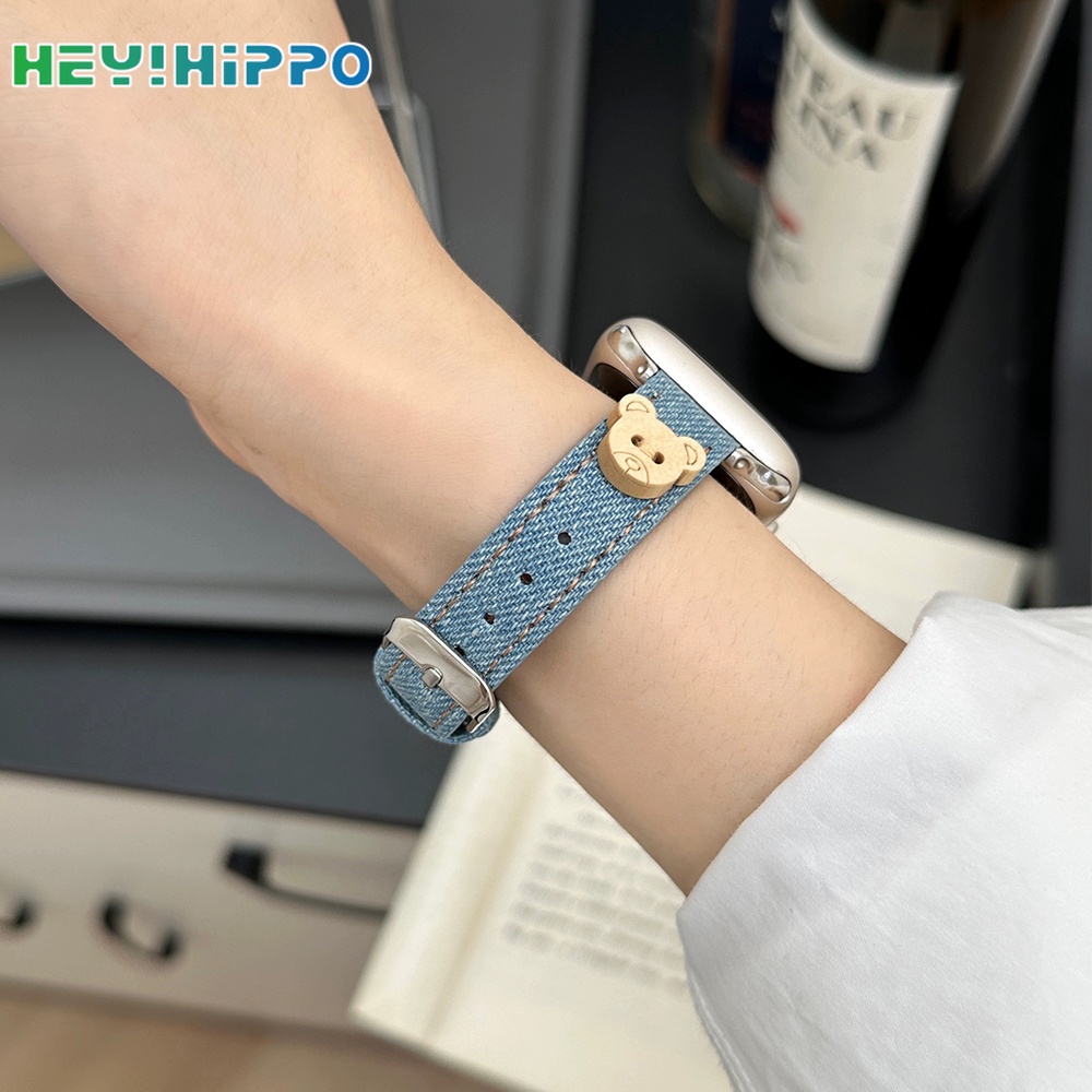 สายนาฬิกาข้อมือ ผ้าแคนวาส ลายหัวใจ สําหรับ iwatch series 8 7 6 5 SE 4 3 2 45 44 42 41 40 38 49 มม.