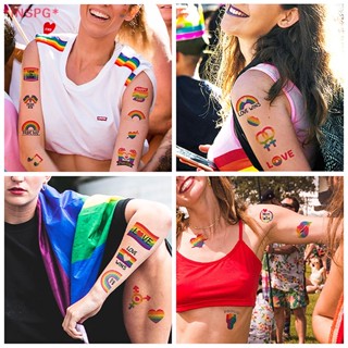 Inspg&gt; ใหม่ สติกเกอร์รอยสัก ไล่โทนสี รูปเกย์ LGBT Pride Day Gay Love สําหรับติดใบหน้า