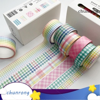 Chunrong เทปกาววาชิ หลากสี สําหรับตกแต่งวารสาร 6 ม้วน ต่อกล่อง