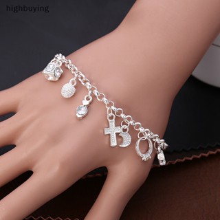 [highbuying] สร้อยข้อมือโซ่ จี้รูปดวงจันทร์ หัวใจ ล็อกไขว้ เครื่องประดับแฟชั่น สําหรับผู้หญิง งานแต่งงาน ปาร์ตี้ ของขวัญใหม่ พร้อมส่ง