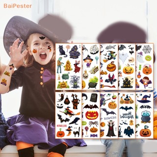 [BaiPester] สติกเกอร์รอยสัก ลายการ์ตูนฟักทอง ฮาโลวีน 10 ชิ้น