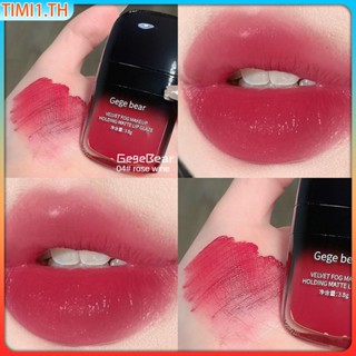 Gege Bear Plush Fog Matte Lip Glaze Smooth Makeup Velvet Fog Surface Easy To Color Lipstick Show White Students | เวลา1