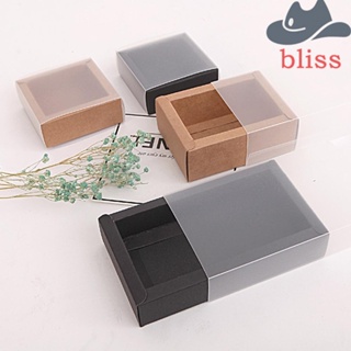 Bliss กล่องกระดาษคราฟท์ สีดํา สําหรับใส่ขนม คุกกี้ เค้ก งานแต่งงาน