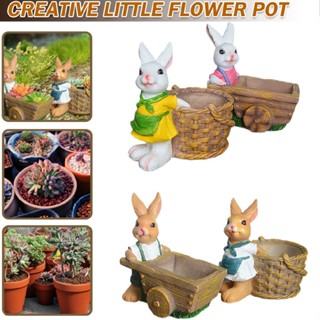 Bunny Rabbit Planter Indoor Desk Small Flower Pot with Drainer Hole Pen Holder