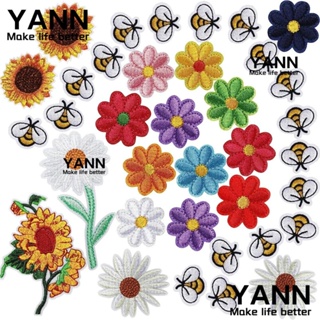 Yann1 แผ่นแพทช์ปักลายผึ้ง และดอกเดซี่ หลากสี สําหรับตกแต่งชุดเดรส กางเกง 24 ชิ้น