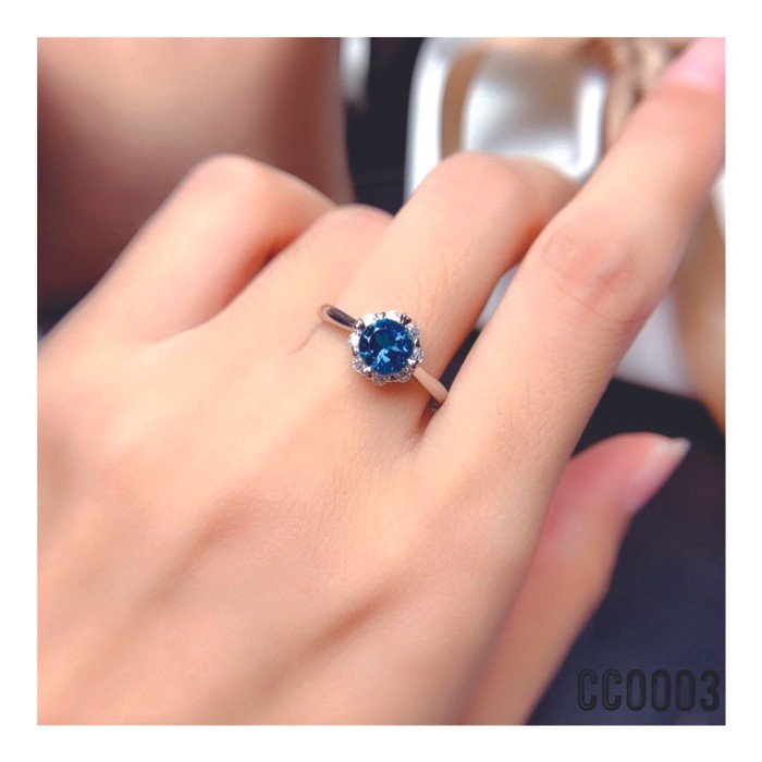 Blingbabe - WOMEN& 39;S BLUE DIAMOND SILVER RING PREMIUM WEDDING FIANCE RING
