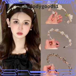 Melodygoods1 ที่คาดผมแฟชั่น รูปดอกกุหลาบ ประดับพลอยเทียม