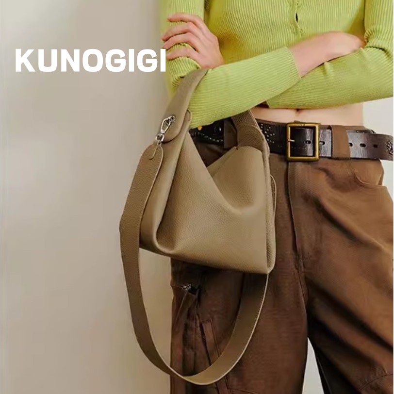 Kunogigi ใหม่ กระเป๋าถือ กระเป๋าสะพายไหล่ หนังวัวนิ่ม ขนาดใหญ่ ใส่บุหรี่ได้ สําหรับสตรี