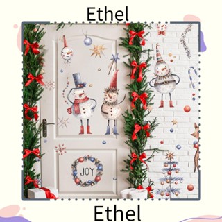 Ethel1 สติกเกอร์โปสเตอร์ ลายสโนว์แมน โคนต้นสน คริสต์มาส ปี 2022 สําหรับติดตกแต่งผนังบ้าน