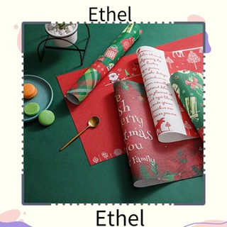 Ethel1 แผ่นรองจาน ลาย Merry Christmas กันเปื้อน ล้างทําความสะอาดได้ สําหรับของขวัญคริสต์มาส