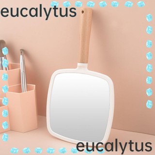 Eucalytus1 กระจกแต่งหน้า แบบไม้ ทรงกลม แบบพกพา สีขาว