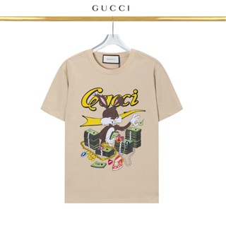 Gucci เสื้อยืดแขนสั้น พิมพ์ลายการ์ตูน ทรงหลวม ของแท้ 100% แฟชั่นฤดูร้อน สําหรับทุกเพศ