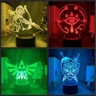 โคมไฟกลางคืน LED รูปอนิเมะ The Legend of Zelda 3d ชาร์จ USB สําหรับตกแต่งบ้าน ของขวัญวันเกิด