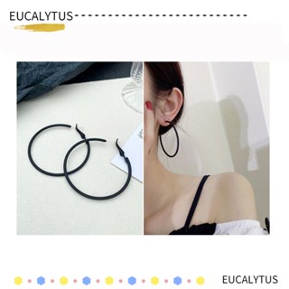 Eutus ต่างหูห่วง ทรงกลม ขนาดใหญ่ แฮนด์เมด