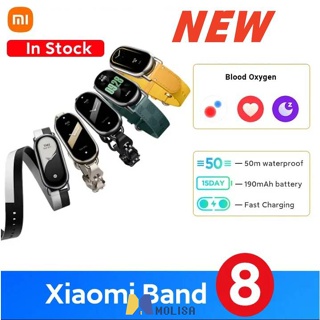 Mi Band 8สร้อยข้อมือสมาร์ทหน้าจอ Amoled Heart Rate เลือดออกซิเจนบลูทูธกีฬานาฬิกากันน้ำ Smart Band M8 MOLISA MOLISA