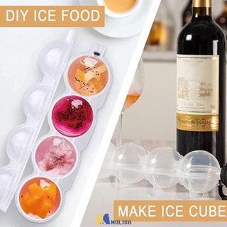 Creative 4หลุมรอบแม่พิมพ์น้ำแข็ง/พลาสติกเกรดอาหารรอบ Ice Ball Mold/diy Ice Cube ถาดสำหรับ Home Party วิสกี้เครื่องดื่ม MOLISA MOLISA