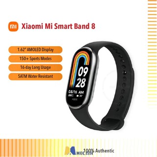 Mi Smart Band 8 Legit 1.62 Amoled Display Spo2และการตรวจสอบอัตราการเต้นของหัวใจ150โหมดการออกกำลังกาย MOLISA MOLISA