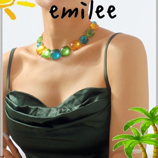 Emilee โช้กเกอร์ เครื่องประดับ สร้อยคอ ทรงเรขาคณิต สีโปร่งใส อินเทรนด์ โบฮีเมียน จับคู่คอ โซ่แต่งงาน