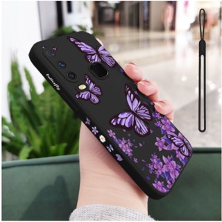 เคสโทรศัพท์มือถือ ซิลิโคน ลายผีเสื้อ สีม่วง สําหรับ VIVO y11 y12 y15 y17 y91 y91i y91c y93 y95 y97 v11 v11i s1