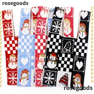 Rosegoods1 กระเป๋าถือ ผ้าถัก ความจุสูง ใช้ซ้ําได้ สําหรับผู้หญิง