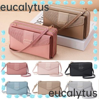 Eucalytus1 กระเป๋าใส่เหรียญ ใส่โทรศัพท์มือถือ หนัง Pu มีซิปคู่ แฟชั่น