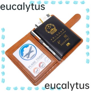 Eucalytus1 กระเป๋าสตางค์หนัง แบบบางพิเศษ สําหรับใส่หนังสือเดินทาง บัตรเครดิต RFID