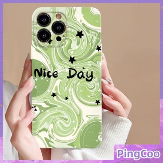 Pingcoo - เข้ากันได้สำหรับ เคส iphone 11 เคสไอโฟน เคสไอโฟน11 TPU เคสเยลลี่กันกระแทกเคสกล้องป้องกันกล้องสีเขียว Simple Small Fresh Nice Day ใช้ได้กับ iPhone 14 13 Pro max 12 Pro Max xr xs 7 8