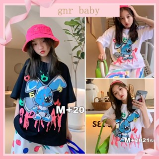 🍓GNR BABY🍋เสื้อยืดแขนสั้น ทรงหลวม ลายการ์ตูนเต้นรํา สไตล์เกาหลี สําหรับเด็กผู้หญิง 3-12 ปี