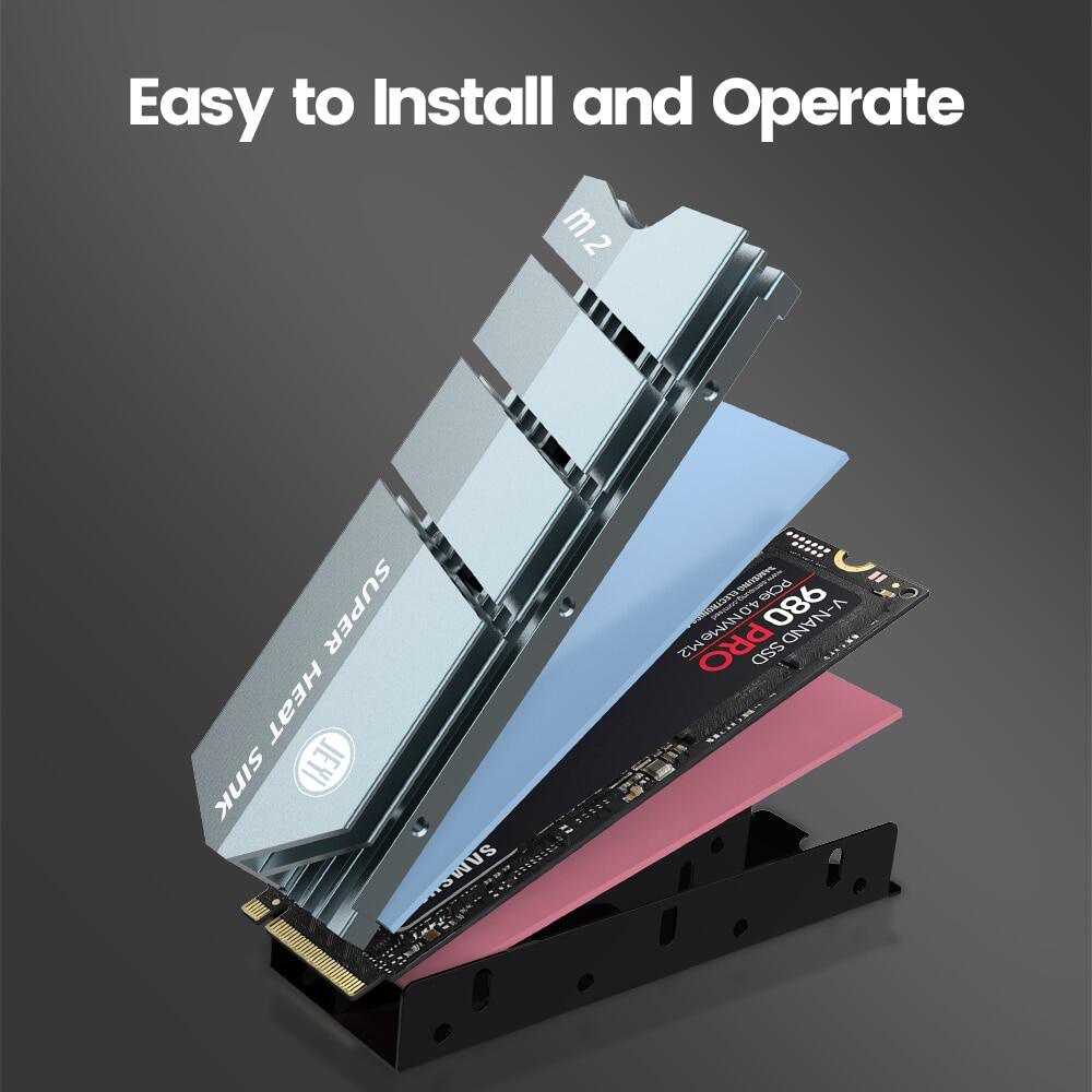 Jeyi ฮีทซิงค์ระบายความร้อน SSD M.2 NVME NGFF M.2 2280 อลูมิเนียม