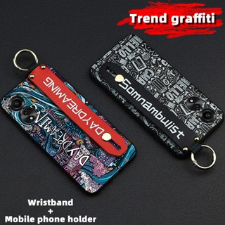 Graffiti Wrist Strap Phone Case For OPPO A78 4G Anti-dust Phone Holder personality Wristband Dirt-resistant Durable Waterproof