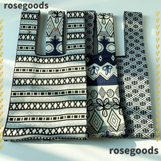 Rosegoods1 กระเป๋าถือ กระเป๋าช้อปปิ้ง ผ้าถัก แฮนด์เมด ความจุสูง สําหรับผู้หญิง