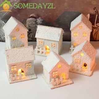 Somedayzl โคมไฟ LED รูปปราสาทเกล็ดหิมะ เรืองแสง สีขาว ขนาดเล็ก สําหรับตกแต่งบ้าน เทศกาลคริสต์มาส