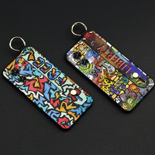 Back Cover Graffiti Phone Case For MOTO Edge40 Dirt-resistant Phone Holder Durable Lanyard Wrist Strap Wristband protective