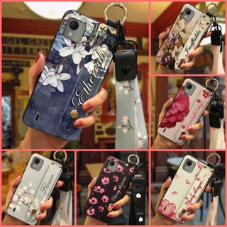 Back Cover Anti-knock Phone Case For Nokia C110 4G protective Anti-dust Flower Wristband Wrist Strap Fashion Design Durable