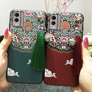 bell Back Cover Phone Case For Nokia C22 Shockproof Silicone Chinese Style Waterproof protective Soft case Anti-dust tassel