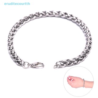 [eruditecourtth] สร้อยข้อมือ กําไลข้อมือ โซ่สเตนเลส สีเงิน สไตล์พังก์ สําหรับผู้ชาย [ใหม่]