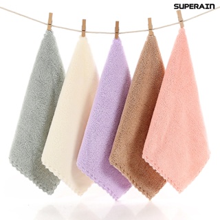 (super) ผ้าขนหนู ผ้าฟลีซ แบบนุ่ม ทรงสี่เหลี่ยม ดูดซับน้ํา สีพื้น 2 ชิ้น