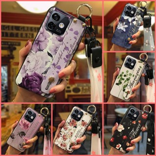 Wristband Back Cover Phone Case For Ulefone Note16 Pro Flower Dirt-resistant Soft case Wrist Strap Anti-knock ring Silicone