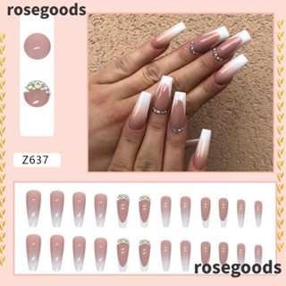 Rosegoods1 เล็บปลอม DIY สําหรับตกแต่งเล็บ 24 ชิ้น