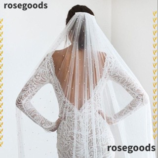 Rosegoods1 ผ้าคลุมหน้าเจ้าสาว ประดับไข่มุก สําหรับงานแต่งงาน