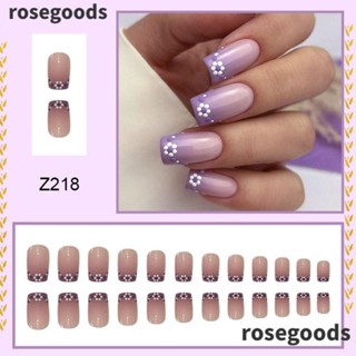 Rosegoods1 เล็บปลอม DIY สําหรับตกแต่งเล็บ 24 ชิ้น