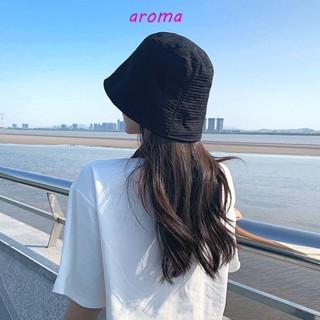 Aroma หมวกบักเก็ต พับได้ สไตล์ฮาราจูกุ เรียบง่าย กันแดด ฤดูร้อน กลางแจ้ง ญี่ปุ่น หมวกสไตล์เกาหลี