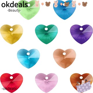 Okdeals จี้ลูกปัดแก้วคริสตัล รูปหัวใจ หลากสี แฮนด์เมด สําหรับคนรัก