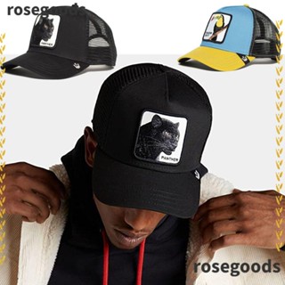 Rosegoods1 หมวกเบสบอล ผ้าตาข่าย ลายสัตว์ สไตล์ฮิปฮอป สําหรับคน 1 ชิ้น