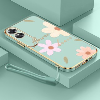 เคสมือถือ แบบนิ่ม ลายดอกไม้ พร้อมสายคล้อง สําหรับ OPO A58 4G A98 F23 A1 5G K11 5G