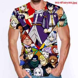 เสื้อยืด ทรงหลวม พิมพ์ลาย Fairy Tail สไตล์สตรีท สําหรับผู้ชาย