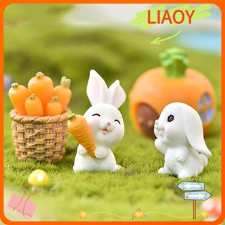 Liaoy รูปปั้นกระต่ายจิ๋ว DIY อุปกรณ์เสริม สําหรับตกแต่งสวนบอนไซ