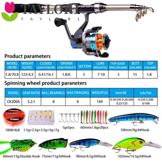 Taylor1 ชุดอุปกรณ์ตกปลา คันเบ็ดตกปลาคาร์บอน น้ําหนักเบา แบบพกพา 1.8 เมตร